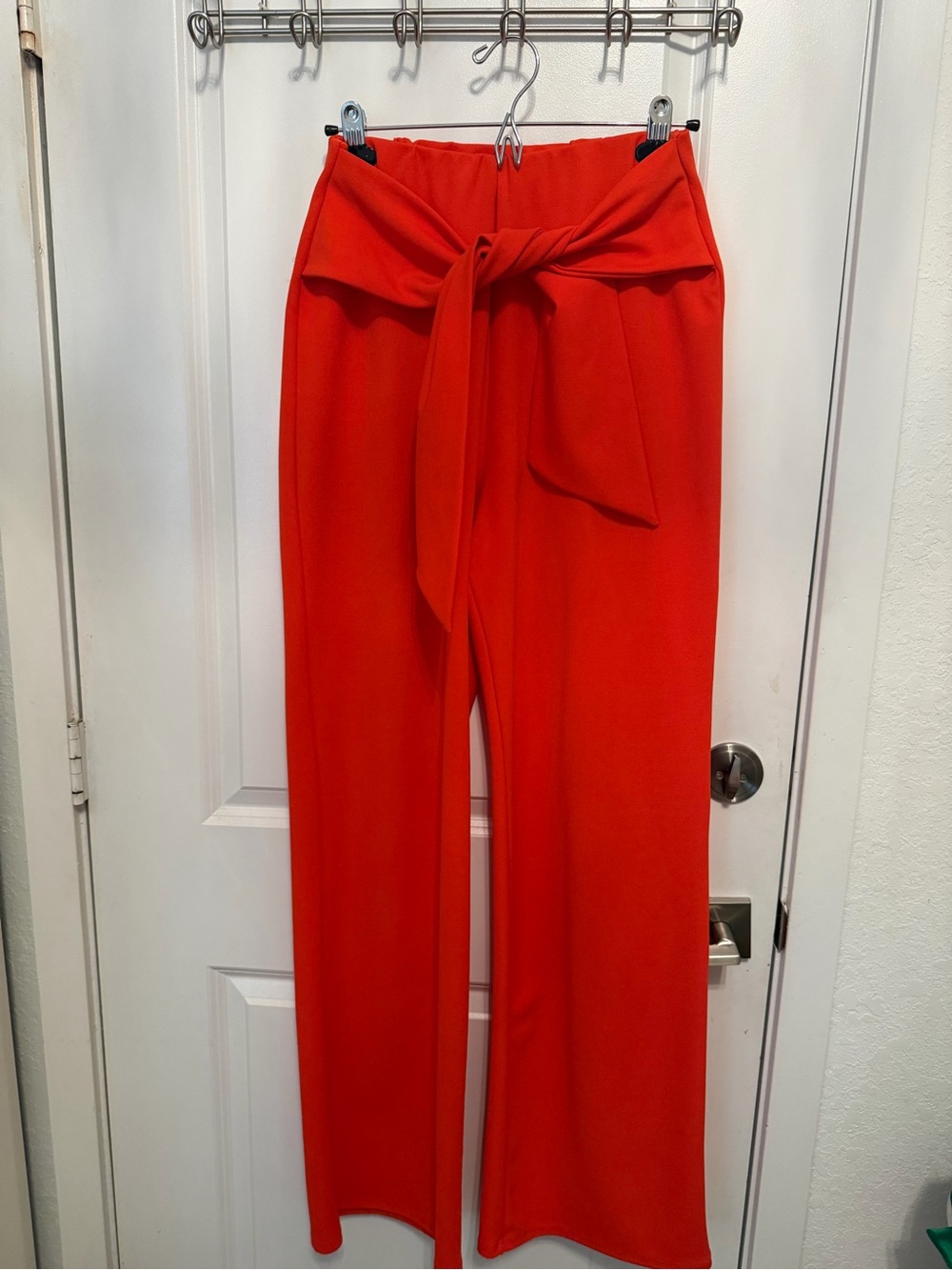 High-Rise Tie-Waist Wide-Leg Pants - orange